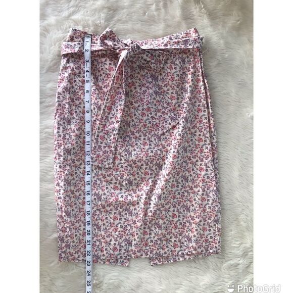 ANTONIO MELANI Floral Print‎ Pencil Skirt Tie Belt Cotton Pink Cream Size 2 NWOT - Picture 9 of 11